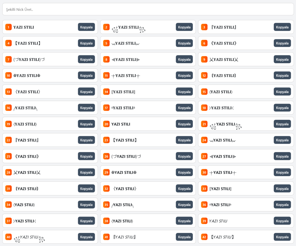Şekilli Nick Aracının Kullanımı